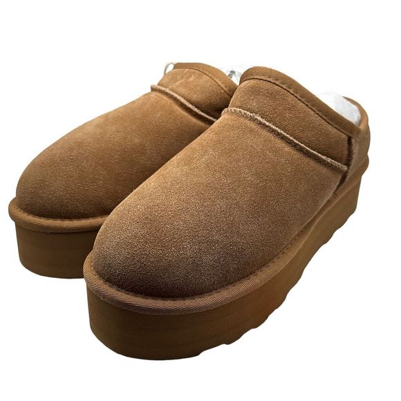 CUSHIONAIRE Women's Genuine Suede Cozy Mule Platform 8.5 CHESTNUT - Picture 3 of 7